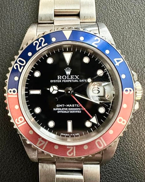 1996 (T Serial) Rolex GMT-Master "Faded Pepsi" 40MM Black Dial Oyster Bracelet (16700)