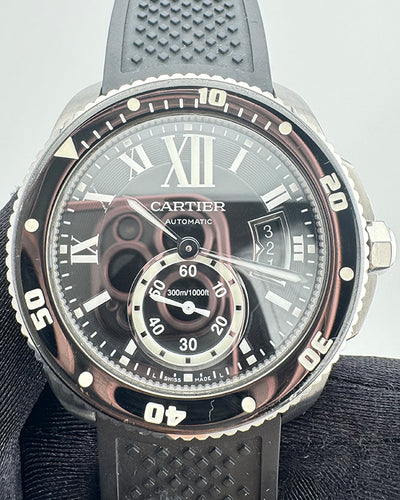 Cartier Calibre de Cartier 42MM Black Dial Rubber Strap (WSCA0006)