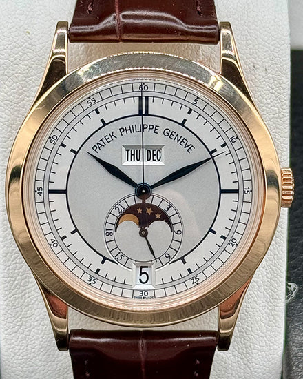 Patek Philippe Complications 38.5MM Silver Dial Leather Strap (5396R-001)