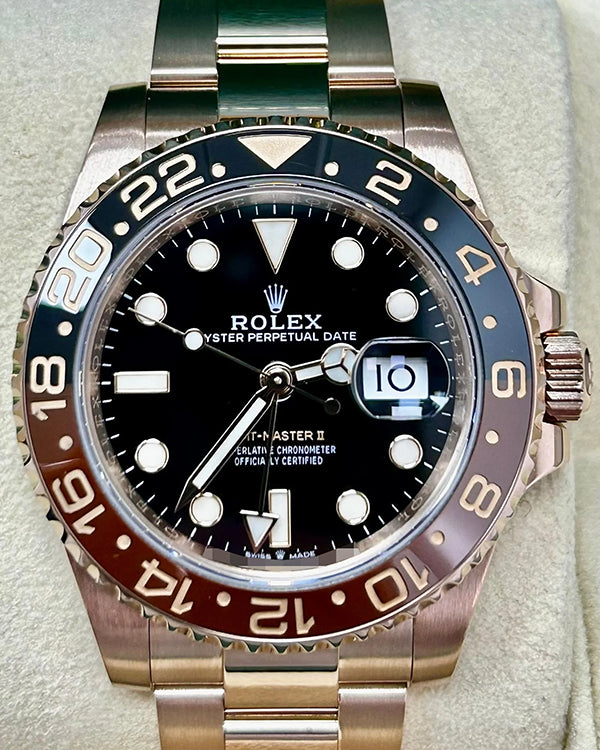 2018 Rolex GMT-Master II "Rootbeer" 40MM Black Dial Rose Gold Oyster Bracelet (126715CHNR)