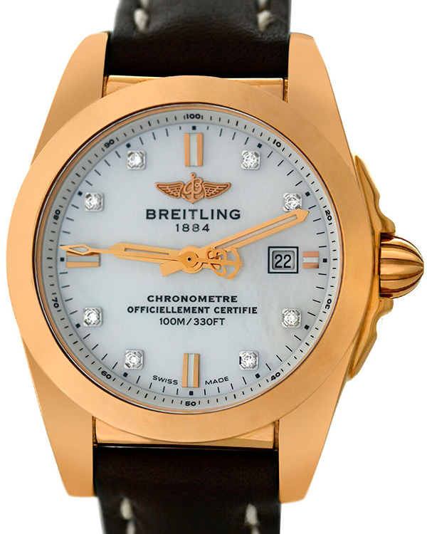 Breitling Galactic 29MM Quartz Mother Of Pearl Dial Leather Strap (H7234812/A792)