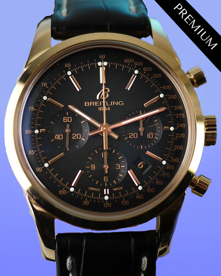 2019 Breitling Transocean Chronograph 43MM Black Dial Aftermarket Leather Strap (RB015212/G738)