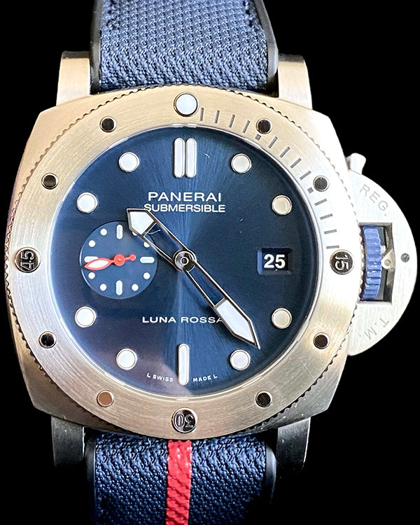 2022 Panerai Luminor Submersible "Luna Rossa" 44MM Blue Dial Rubber-Textile Strap (PAM01391)