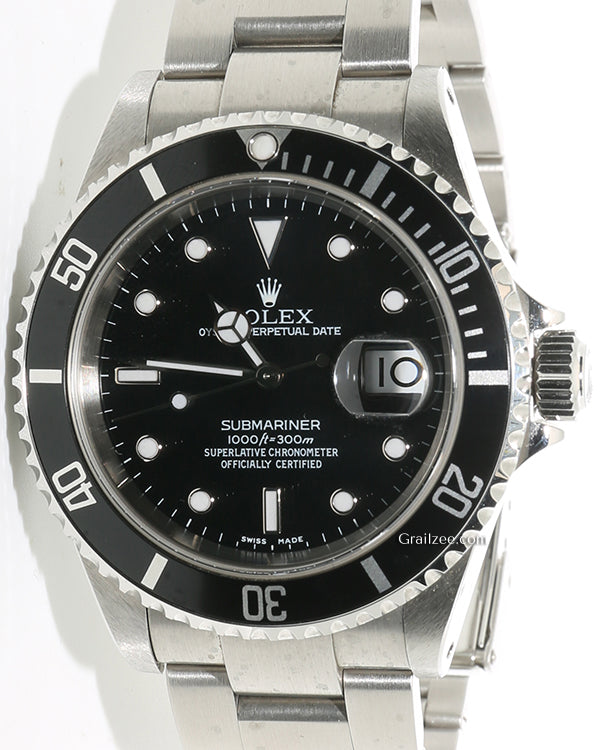 2000 (K Serial) Rolex Submariner Date 40MM Black Dial Oyster Bracelet (16610)