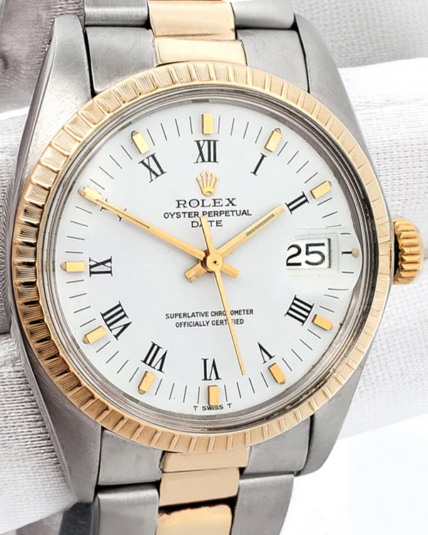 Rolex Oyster Perpetual Date 34MM White Dial Two-Tone Oyster Bracelet (1505)