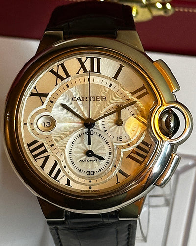 Cartier Ballon Bleu De Cartier 42MM Silver Dial Leather Strap (W6920005)