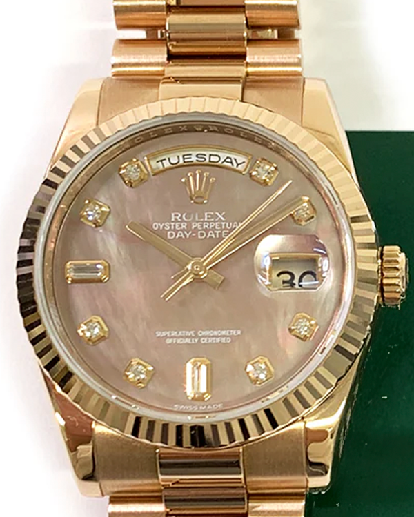 2010 Rolex Day-Date 36MM Mother Of Pearl Dial Rose Gold President Bracelet (118235F)