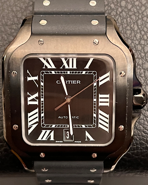 2021 Cartier Santos De Cartier 39.8MM Black Dial Rubber Strap (WSSA0039)