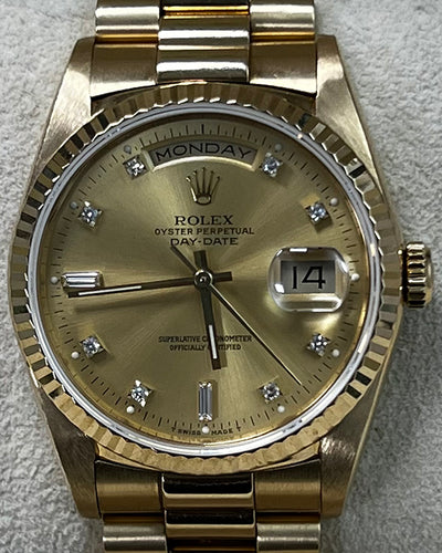 Rolex Day-Date 36MM Champagne Dial Yellow Gold President Bracelet (18238)