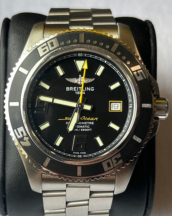 2012 Breitling Superocean 44MM Black Dial Steel Bracelet (A17391)