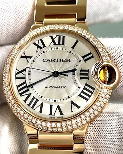 2011 Cartier Ballon Bleu De Cartier 36MM Silver Dial Rose Gold Bracelet (WE9005Z3)