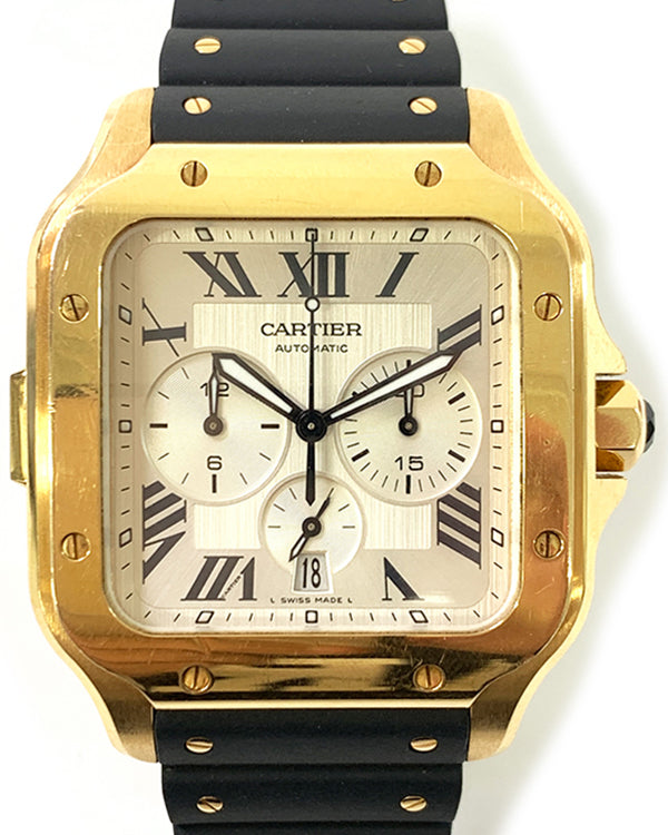 2019 Cartier Santos De Cartier 43.3MM Silver Dial Rubber Strap (WGSA0017)