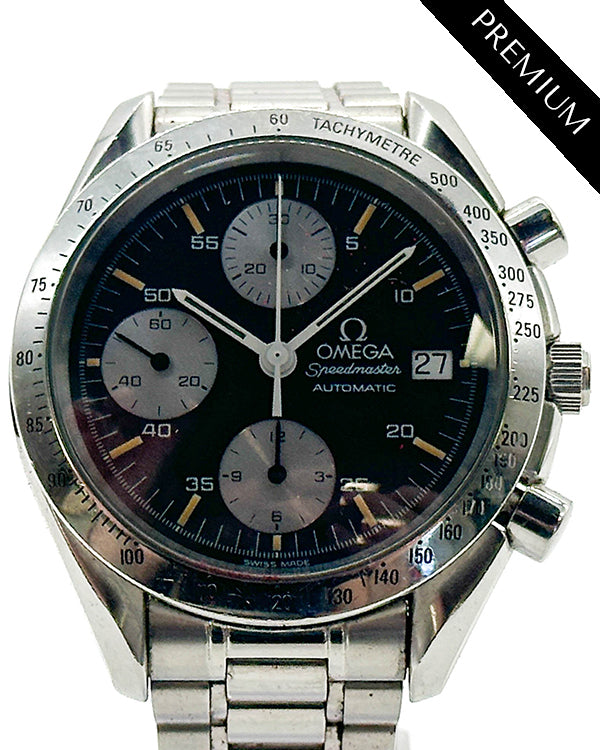 No Reserve - Omega Speedmaster Date "Reverse Panda" 39MM Black Dial Steel Bracelet (3511.50.00)