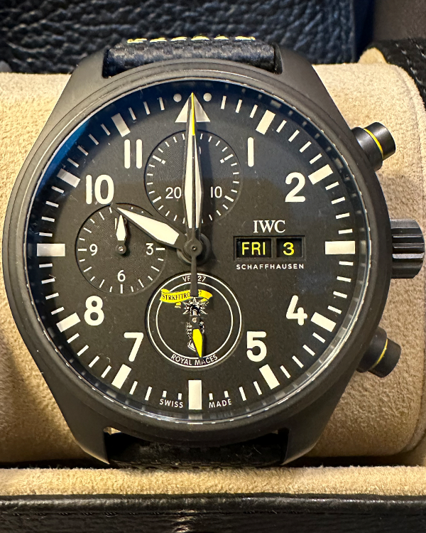 2023 IWC Pilot "Royal Maces" 44.5MM Black Dial Textile Strap (IW389107)