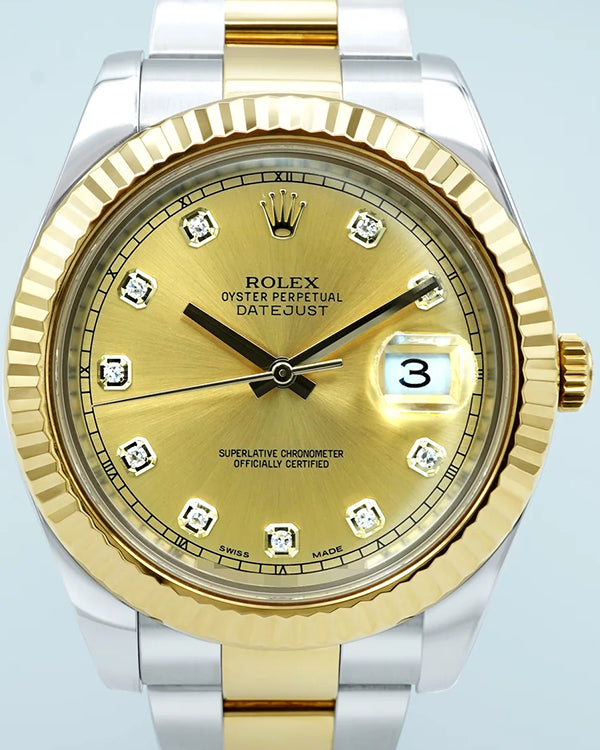 2013 Rolex Datejust II 41MM Champagne Dial Two-Tone Oyster Bracelet (116333)