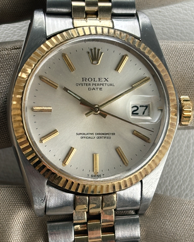 Rolex Oyster Perpetual Date 34MM Silver Dial Two-Tone Jubilee Bracelet (1500)