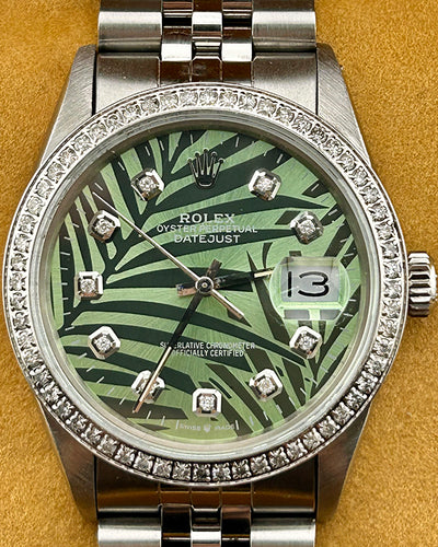 Rolex Datejust 36MM Aftermarket Green "Palm Motif" Dial Jubilee Bracelet (16014)