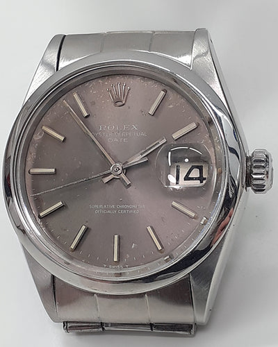 Rolex Oyster Perpetual Date Vintage 34MM Grey Dial Steel Bracelet (1500)