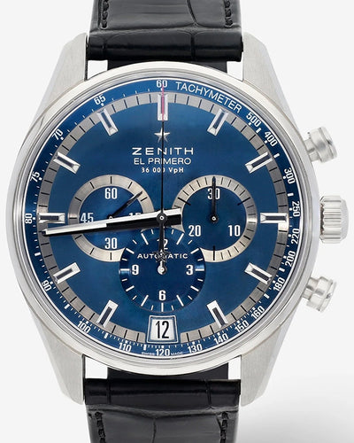 Zenith El Primero 36'000 VpH 42MM Blue Dial Leather Strap (03.2041.400/51.C496)