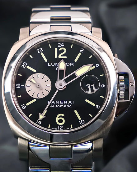 2009 Panerai Luminor GMT 44MM Black Dial Titanium Bracelet (PAM00161)