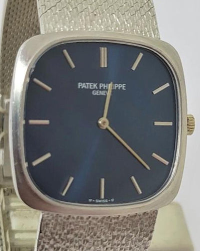 Patek Philippe Calatrava Golden Ellipse 28MM Blue Dial White Gold Bracelet (3566.1)