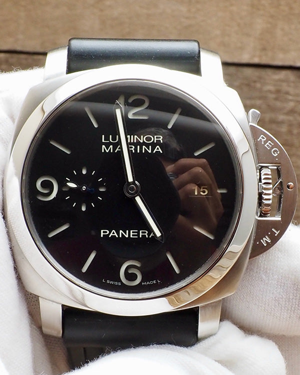 2015 Panerai Luminor Marina 1950 44MM Black Dial Rubber Strap (PAM00312)