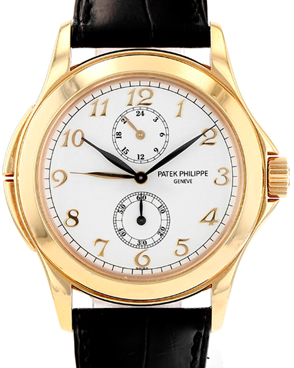 Patek Philippe Calatrava Travel Time 37MM White Dial Leather Strap (5134J-001)