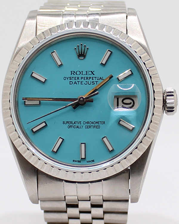 Rolex Datejust 36MM Aftermarket Blue Tiffany Dial Steel Jubilee Bracelet (16030)