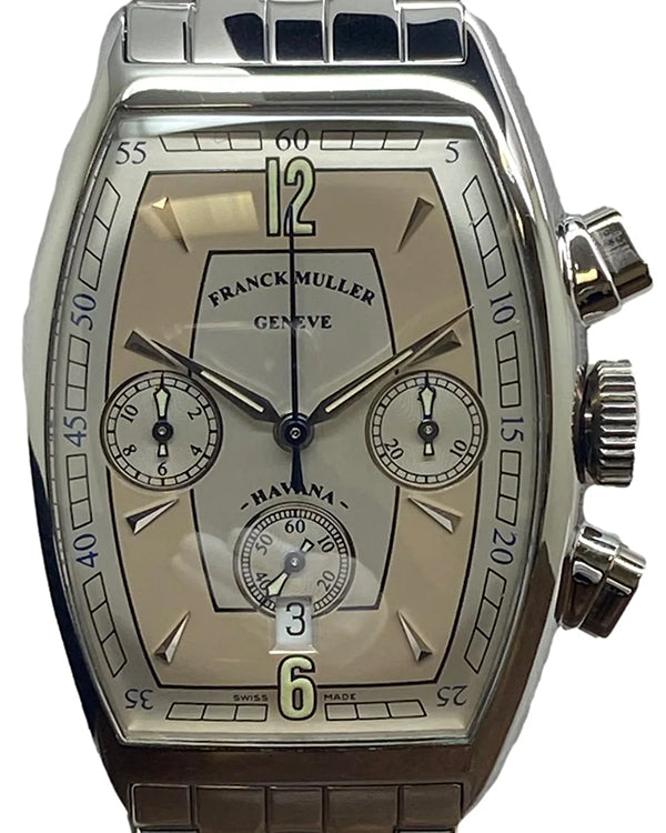 1999 Franck Muller Casablanca Havana Chronograph 32MM Beige/Silver Dial Steel Bracelet (5850 CC HV AT)