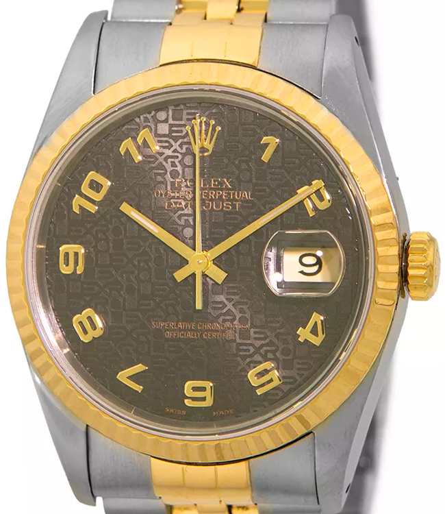 Rolex Datejust 36MM Chocolate "Jubilee Motif" Dial Two-Tone Jubilee Bracelet (16233)