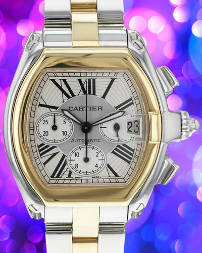 2004 Cartier Roadster XL 48X42MM Silver Dial Two-Tone Bracelet (W62027Z1)