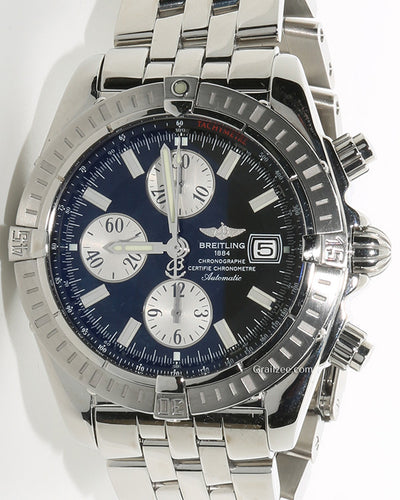 Breitling Chronomat Evolution 44MM Black Dial Steel Bracelet (A13356)