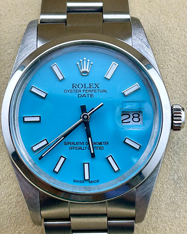 Rolex Oyster Perpetual Date 34MM Aftermarket Tiffany Blue Dial Oyster Bracelet (15000)