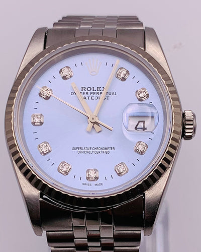 Rolex Datejust 36MM Aftermarket Blue Dial Steel Jubilee Bracelet (16234)