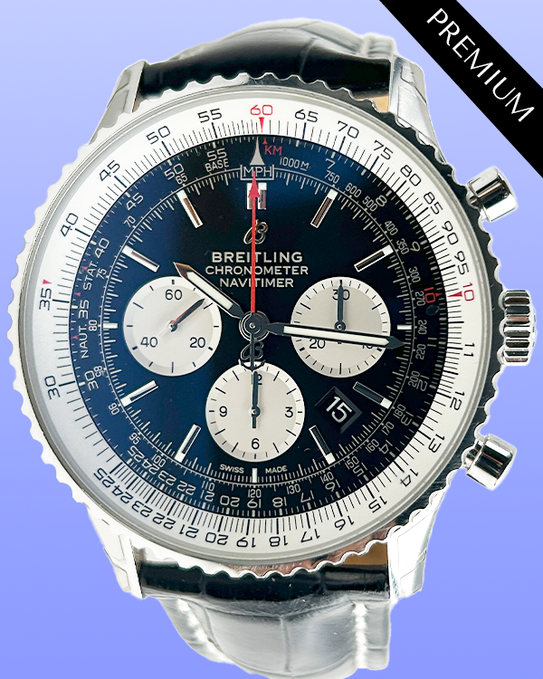 Breitling Navitimer 1 B01 Chronograph 46MM Black Dial Leather Strap (AB0127)