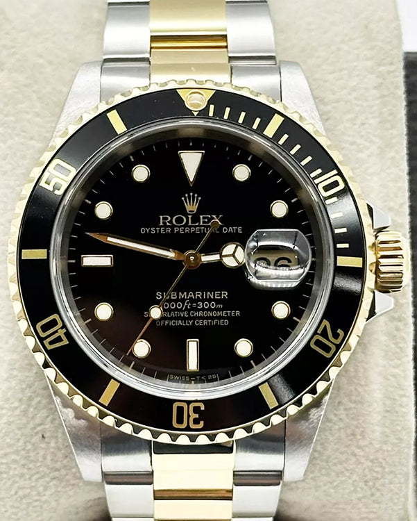 1997 (U Serial) Rolex Submariner Date 40MM Black Dial Two-Tone Oyster Bracelet (16613)