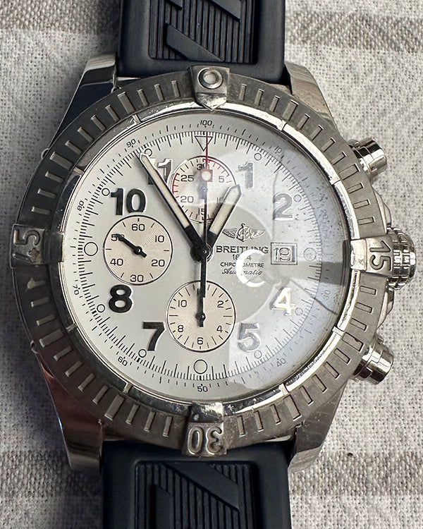 Breitling Super Avenger 48MM White Dial Rubber Strap (A1337011/A562)