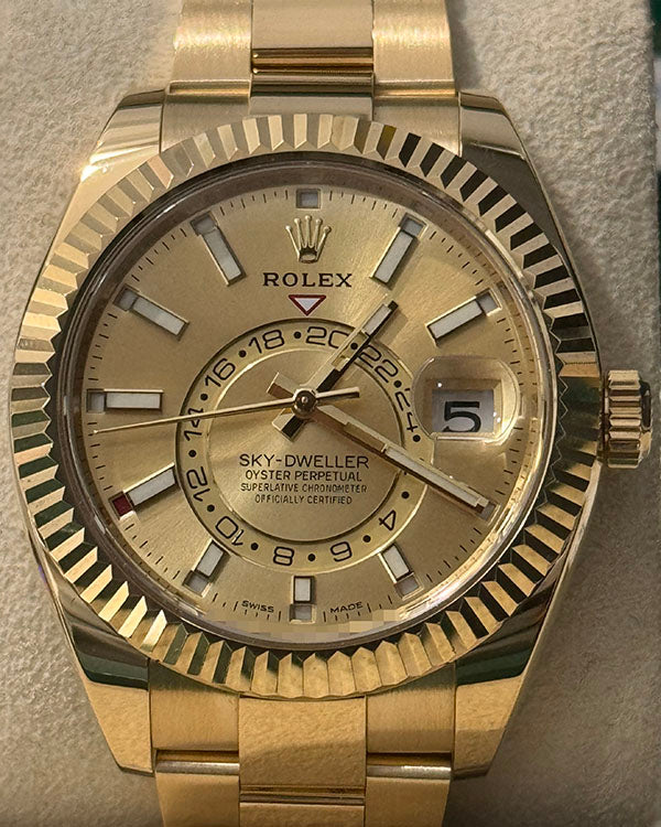 2021 Rolex Sky-Dweller 42MM Yellow Gold Dial Oyster Bracelet (326938)