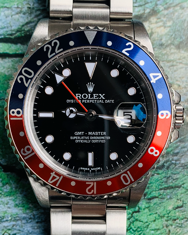 1996 Rolex GMT-Master "Pepsi" 40MM Black Dial Steel Bracelet (16700)