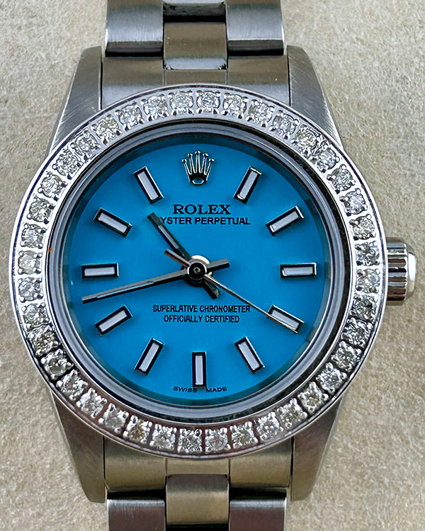 2005 (D Serial) Rolex Oyster Perpetual 24MM Aftermarket Tiffany Blue Dial Oyster Bracelet (76080)