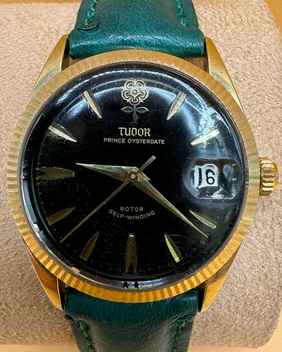 Tudor Prince Oysterdate "Big Rose" 34MM Black Dial Aftermarket Leather Strap (7964)