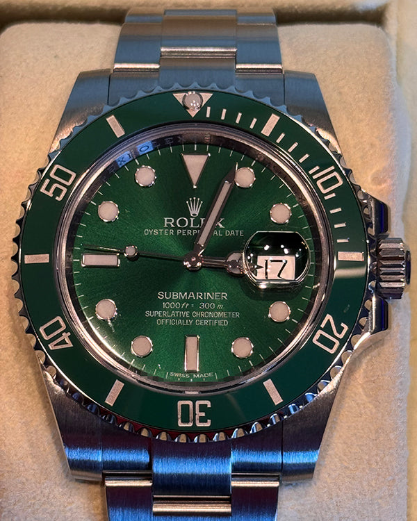 2015 Rolex Submariner Date “Hulk” 40MM Green Dial Oyster Bracelet (116610LV)