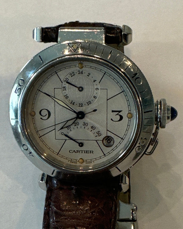 No Reserve - Cartier Pasha De Cartier 38MM Silver Dial Aftermarket Leather Strap (W3103755))