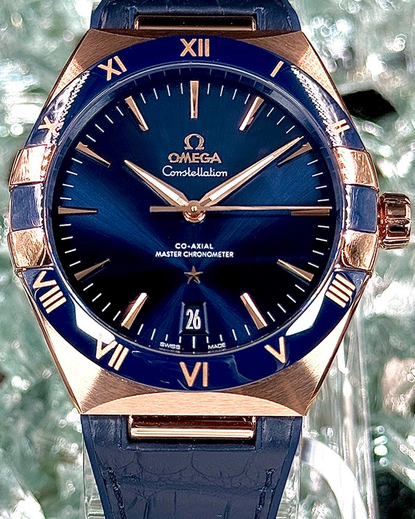 2022 Omega Constellation 41MM Sedna Gold Blue Dial Leather Strap (131.63.41.21.03.001)