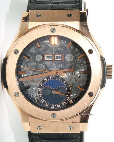 Hublot Classic Fusion Aerofusion 45MM Skeleton Dial Leather/Rubber Strap (517.OX.0180.LR)