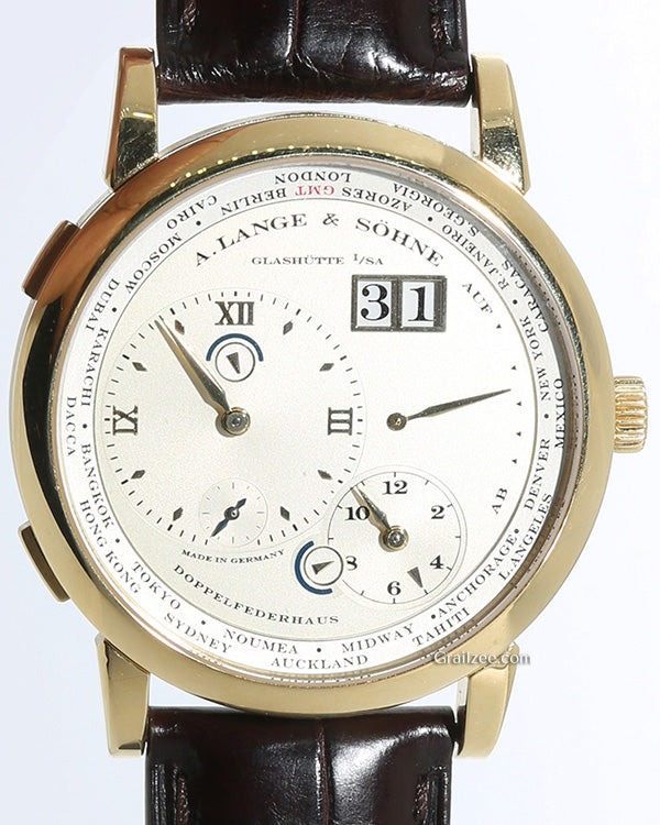 A. Lange & Söhne Lange 1 Time Zone 41.9MM Champagne Dial Leather Strap (116.021)