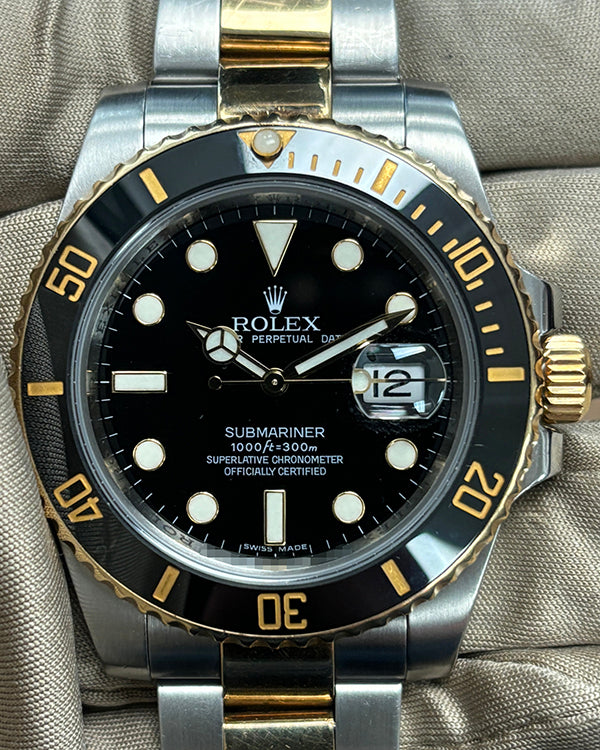 2008 (V Serial) Rolex Submariner Date 40MM Black Dial Two-Tone Bracelet (16613)