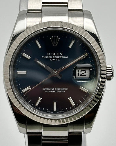 2010 Rolex Oyster Perpetual Date 34MM Blue Dial Oyster Bracelet (115234)