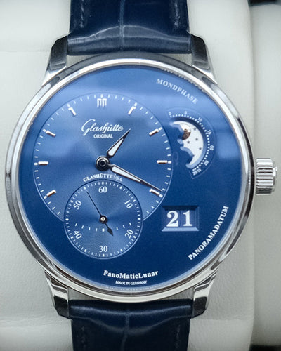 2020 Glashütte Original PanoMaticLunar 40MM Blue Dial Leather Strap (1-90-02-46-32-35)