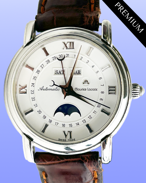 Maurice Lacroix Masterpiece Phase de Lune 38MM White Dial Leather Strap (MP6347)